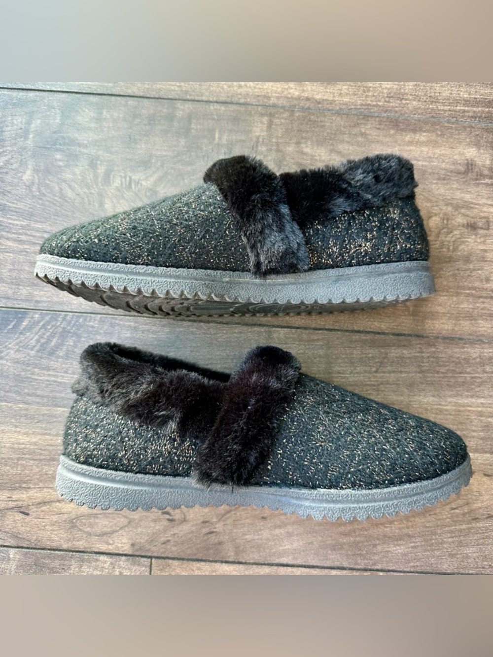 Skechers Cozy Lite Sweet Walk Black Sparkle Knit Slippers - Women’s Size 10 - Picture 4 of 10